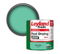 Leyland Trade Wood & Metal Fast Drying Plus Gloss Paint Electric Mint (Ppg1229-4) 2.5L