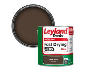 Leyland Trade Wood & Metal Fast Drying Plus Gloss Paint Fudge Truffle (Ppg1075-7) 2.5L
