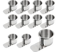 Leyndo 10 Pieces Jumbo Slide Under Stainless Steel Cup Holder Poker Table Slide in Cup Holders for Casino Poker Table, Work Desk and Boats, Rv Cars Trucks(3.5 Inch)