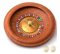 Leyndo 18 Inches Deluxe Casino Roulette Wheel Set, ABS Professional Roulette Set with Double Zero Layout Wheel with 2 Balls for Night Home Game or Professional Use (Wooden Color)