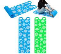 Leyndo 2 Pcs 54" Large Snow Sled for Adults Snowflake Slider Mat Sledding Equipment Snow Lightweight Roll up Snowboard for Christmas Winter Ski Outdoor Game(Light Blue, Green)