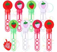 Leyndo 24 Pcs Mini Strawberry Bubble Wands Strawberry Party Favors Summer Sweet Berry Bubble Wands for Birthday Party Supplies Goodie Bag Stuffers