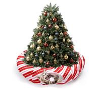 Leyndo 37 x 10'' Gingerbread Man Cat Tunnel Donut for Christmas Tree Warm Soft Cat Tube Bed Christmas Tree Skirt Multifunctional Decorative Bed with Central Mat for Indoor Outdoor Decorations, Khaki