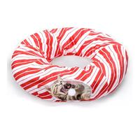 Leyndo 37 x 10 Inches Christmas Cat Tunnel Bed Peekaboo Cat Cave Donut Under Christmas Tree Candy Cane Design, with Central Mat Festive Decor for Small Medium Large Cats, Kittens, Rabbit, Ferret