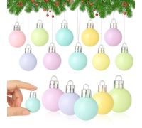 Leyndo 4 Pcs Mini Pastel Christmas Balls Ornaments 1.18 Inch Macaron Christmas Hanging Plastic Ball Ornaments Pink Blue Green Yellow Purple Xmas Tree Home Decor for Xmas Party Holiday Decor
