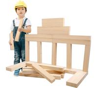 Leyndo 48pcs Foam Wooden Color Beam Building Blocks Set Unit Faux Wood Blocks Soft Giant Building Stacking Foam Construction for Boys Girls Toddlers Construction Play