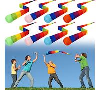 Leyndo 8 Pcs Throw and Catch Balls with Rainbow Tail, Fun Colorful Sports Comet Balls Playground Toys for School Classroom Beach Outdoor Camping Healthy and Fun Games, 26 Inch Long(Multi Color)