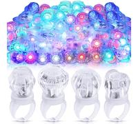 Leyndo Colorful LED Light up Rings End of Year Graduation Gifts for Student Glow in the Dark Rings DJ Party Favors Flash Jelly Light for Classroom Prize, Goodie Bag, Birthday Party(Crystal), Plastic