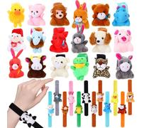Leyndo Pack of 30 Plush Bracelets for Kids, Cute Animal Knock Bracelets, Bulk Plush Bracelets for Holiday Gifts, Theme Party Memories, Classroom Rewards
