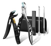 LEYOUFU Angled Head Nail Clippers for Seniors, Ergonomic Toenail Finger Nail Clipper for Thick Nails with Safety Lock, Podiatrist Ingrown Toe Nail Clippers Tools Kit Gifts for Men & Women Adult