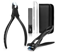 LEYOUFU Toenail Clippers for Seniors Thick Nails, Professional Ingrown Toe Nail Clippers Tools, Wide Jaw Opening Finger Nail Cutter 5-in-1 Heavy Duty Nail Clipper Kit Gifts for Men & Women Adult