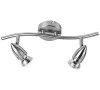 Leyton Lighting GU10 Twin Bar Bullet Spotlight Lamp, Brushed Chrome