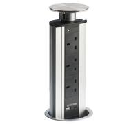 Leyton Lighting POW-3SS1 Pop-Up Socket Power Port &Amp; USB Charger, Brushed Steel, A & C
