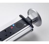 Leyton Lighting Stainless Steel Pop-Up Socket Power Port 3 x UK Sockets, 2 x USB + Bluetooth Speaker