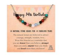 Leyung 6-21 Year Old Birthday Gifts for Girls Women, Tiny Natural Stones Birthday Bracelet Gifts for Daughter Granddaughter Niece with Happy 6th-21st Birthday Card, No Gemstone