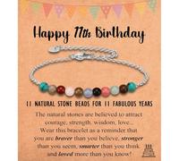 Leyung 6-21 Year Old Girls Birthday Gifts for Women, Small Natural Stone Birthday Bracelet Gift for Daughter, Granddaughter, Niece, Happy 6th to 21st Birthday Card, Stone, No Gemstone