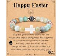 Leyung Christian Gifts for Women, Religious Rosary Cross Bracelet, Easter Basket Stuffers Baptism Confirmation First Holy Communion Christmas Birthday Gifts for Teen Girls, stainless-steel, no
