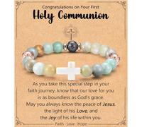 Leyung Christian Gifts for Women, Religious Rosary Cross Bracelet, Easter Basket Stuffers Baptism Confirmation First Holy Communion Christmas Birthday Gifts for Teen Girls, stainless-steel, no
