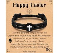 Leyung Cross Bracelet for Boys Men, Easter Baptism Confirmation First Communion Christmas Graduation Birthday Valentines Day Christian Gifts for Him Teens Teenage Boys Son Grandson Nephew, Stainless