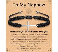 Leyung Cross Bracelet Gifts for Boys, Easter Basket Stuffers Baptism Confirmation First Holy Communion Christmas Christian Gifts for Boys Son Grandson Nephew Godson Brother, adjustable, no gemstone