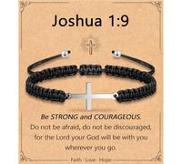 Leyung Cross Bracelet Gifts for Boys, Easter Basket Stuffers Baptism Confirmation First Holy Communion Christmas Christian Gifts for Boys Son Grandson Nephew Godson Brother, adjustable, Rope