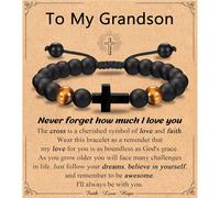 Leyung Cross Bracelet Gifts for Boys, Easter Basket Stuffers Baptism Confirmation First Holy Communion Christmas Christening Gifts for Boys Son Grandson Nephew Godson Brother, no gemstone
