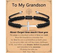Leyung Cross Bracelet Gifts for Boys, Easter Basket Stuffers Baptism Confirmation First Holy Communion Christmas Christian Gifts for Boys Son Grandson Nephew Godson Brother, adjustable, Rope