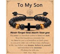 Leyung Cross Bracelet Gifts for Boys, Easter Basket Stuffers Baptism Confirmation First Holy Communion Christmas Christening Gifts for Boys Son Grandson Nephew Godson Brother, no gemstone