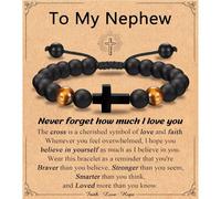 Leyung Cross Bracelet Gifts for Boys, Easter Basket Stuffers Baptism Confirmation First Holy Communion Christmas Christening Gifts for Boys Son Grandson Nephew Godson Brother, no gemstone