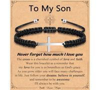 Leyung Cross Bracelet Gifts for Boys, Easter Basket Stuffers Baptism Confirmation First Holy Communion Christmas Christian Gifts for Boys Son Grandson Nephew Godson Brother, adjustable, Stainless
