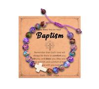 Leyung Cross Bracelet Gifts for Girls Easter Basket for Teens Christening Confirmation First Communion Christian Jewelry Gifts for Teens Girls, Stone, Without precious stone