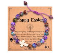 Leyung Cross Bracelet Gifts for Girls, Easter Basket Stuffers for Teens Baptism Confirmation First Communion Christian Jewelry Gifts for Teens Girls, 6-8 inches, Stone, no gemstone