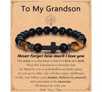 Leyung Cross Bracelet Gifts for Teen Boys Men, Easter Basket Stuffers Baptism Confirmation First Holy Communion Christmas Christian Gifts for Son Grandson Nephew Godson Brother, adjustable, Stainless