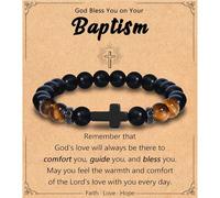 Leyung Cross Bracelet Gifts for Teen Boys Men, Easter Basket Stuffers Baptism Confirmation First Holy Communion Christmas Christian Gifts for Son Grandson Nephew Godson Brother, Stainless Steel, no