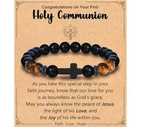Leyung Cross Bracelet Gifts for Teen Boys Men, Easter Basket Stuffers Baptism Confirmation First Holy Communion Christmas Christian Gifts for Son Grandson Nephew Godson Brother, 7.3" to 10", Stainless