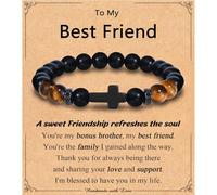 Leyung Cross Bracelet Gifts for Teen Boys Men, Easter Basket Stuffers Baptism Confirmation First Holy Communion Christmas Christian Gifts for Son Grandson Nephew Godson Brother, adjustable, Natural
