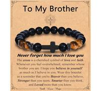 Leyung Cross Bracelet Gifts for Teen Boys Men, Easter Basket Stuffers Baptism Confirmation First Holy Communion Christmas Christian Gifts for Son Grandson Nephew Godson Brother, adjustable, Natural
