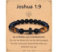 Leyung Cross Bracelet Gifts for Teen Boys Men, Easter Basket Stuffers Baptism Confirmation First Holy Communion Christmas Christian Gifts for Son Grandson Nephew Godson Brother, adjustable, no