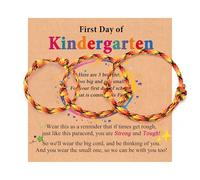 Leyung First Day of Kindergarten School Bracelet for Boys Girls 3 Pack, Dad Mommy and Me Son Family Bracelet, 1st First Day of Preschool Pre K Back to School Gifts for Kids Son Daughter