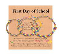 Leyung First Day of School Bracelet for Boys Girls 3 Pack, Dad Mommy and Me Son Family Bracelet, 1st First Day of Preschool Pre K Back to School Kindergarten Gifts for Kids Son Daughter