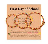 Leyung First Day of School Bracelet for Boys Girls 3 Pack, Dad Son Mommy and Me Family Bracelets, 1st First Day of Kindergarten Preschool Pre K Back to School Gifts for Kids Son Daughter