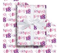 LeZakaa 18th Birthday Wrapping Paper Roll - Pink Happy 18th Birthday With Heart Gift Wrap for for Age18 Teens, Kids, Girls - Mini Roll - 17 inches x 16.4 Feet (23.2 sq.ft.)
