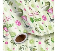 LeZakaa A Tini Bit Older Green Wrapping Paper Roll, Pink Disco-ball& Olive Branch, for Martini Party Decorations Espresso Birthday Party Favors for Martini Bachelorette,Bridal Shower,17in x 16.4Ft