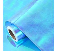 LeZakaa Blue Wrapping Paper Roll - Holographic Iridescent Wrapping Paper for Birthday, Valentine's, Mother's Day, Holiday - 17 inches x 32.8 Feet (47.23 sq.ft.)