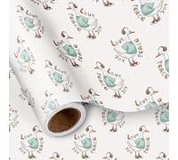 LeZakaa Christmas Wrapping Paper Roll, Duck Love and Peace Design Festive Gift Wrap for Winter Holiday Gifts DIY Crafts Stocking Stuffer Wrap, Mini Roll 17 in x 16.4 Ft