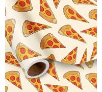 LeZakaa Funny Food Wrapping Paper Roll, Pizza Slice Pattern Fast Food Gift Wrap for Birthday, Pizza Party, Gag Gifts, Fun Occasions, Mini Roll 17 in x 9.8 Ft