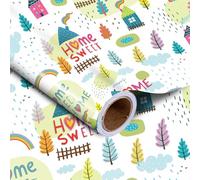 LeZakaa Gift Wrapping Paper Roll - Sweet Home Themed Design for House Warming, New Home Gift Wrap - 17 inches x 32.8 Feet (46.45 sq.ft.)