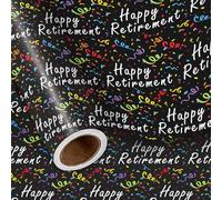LeZakaa Happy Retirement Wrapping Paper Roll, Black Background Confetti Gift Wrap for Retirement Celebration, Farewell Party, Office Goodbye, Mini Roll 17 Inches X 16.4 Feet