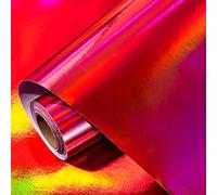 LeZakaa Red Wrapping Paper Roll - Holographic Iridescent Wrapping Paper for Birthday, Chritsmas, Holiday - 17 inches x 32.8 Feet (47.23 sq.ft.)