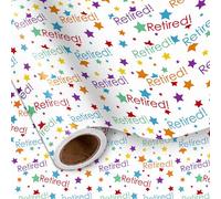 LeZakaa Retired Wrapping Paper Roll, Colorful Star Retirement Gift Wrap for Celebration, Farewell Party, Office Goodbye, Mini Roll 17 Inches X 16.4 Feet